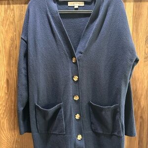LOFT Deep Blue Cardigan with Wooden Buttons